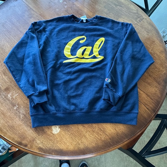 Men’s 2000s Champion Cal Berkeley Long Sleeve Crewneck Sweatshirt Navy Blue sz L - Picture 1 of 5